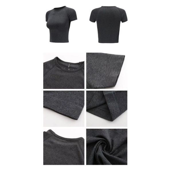 Short Sleeve Women'S Yoga Outfit Seamless Workout Crop Tops