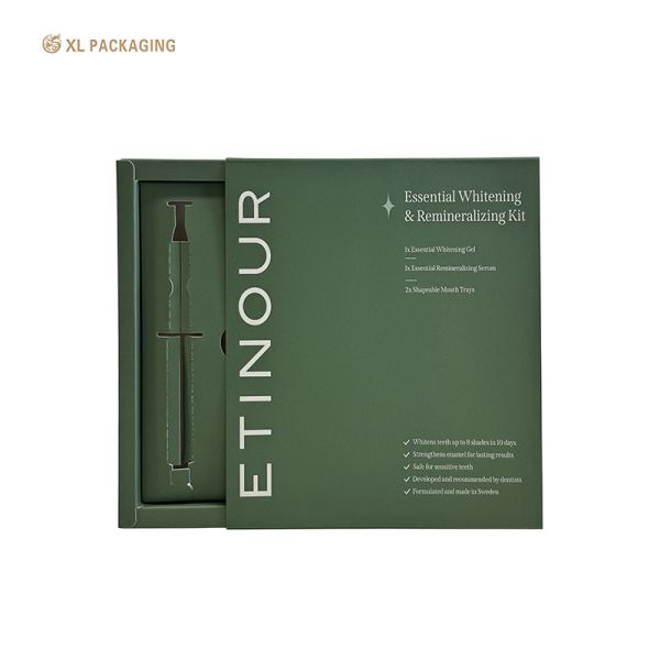 Custom Logo 350gsm Card Paper Box Green Flat Ship Soft Touch Drawer Box