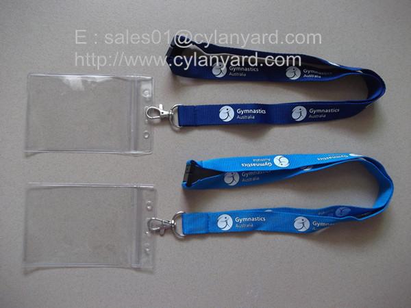 Blue Breakaway Clip Lanyards, Printed Polyester Lanyard with Breakaway Buckle