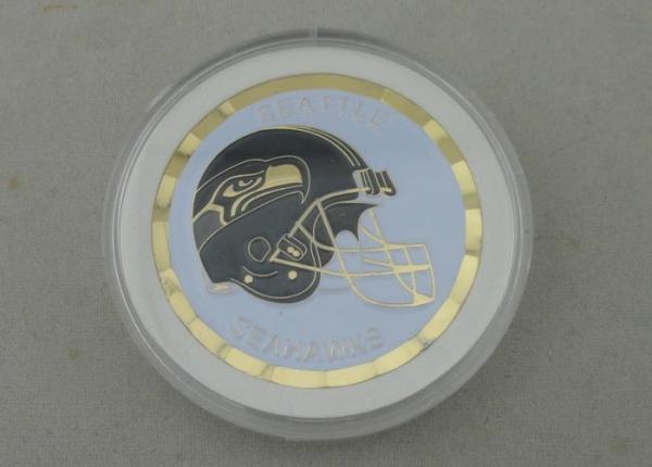 Seattle Seahawks Personalized Coins by Brass Stamped with Rope Edge and Box 1.75 Inch