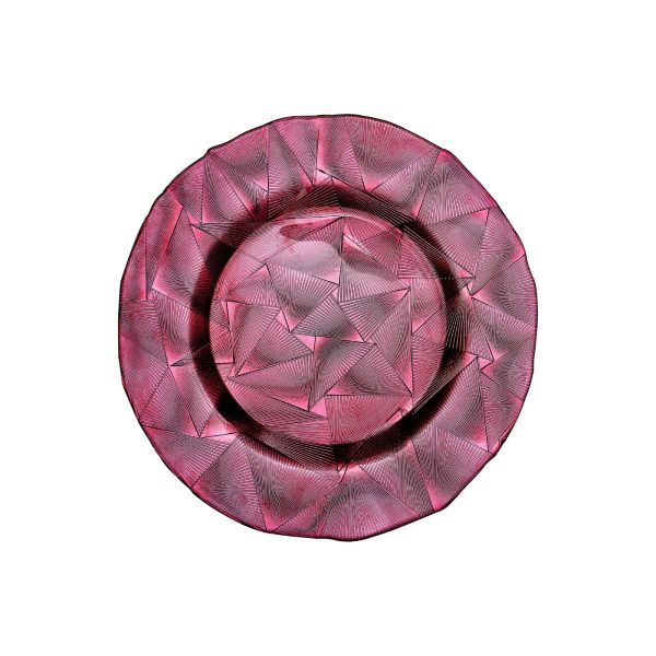 32cm Diamond Cutting Embossed Glass Plates For Wedding Party