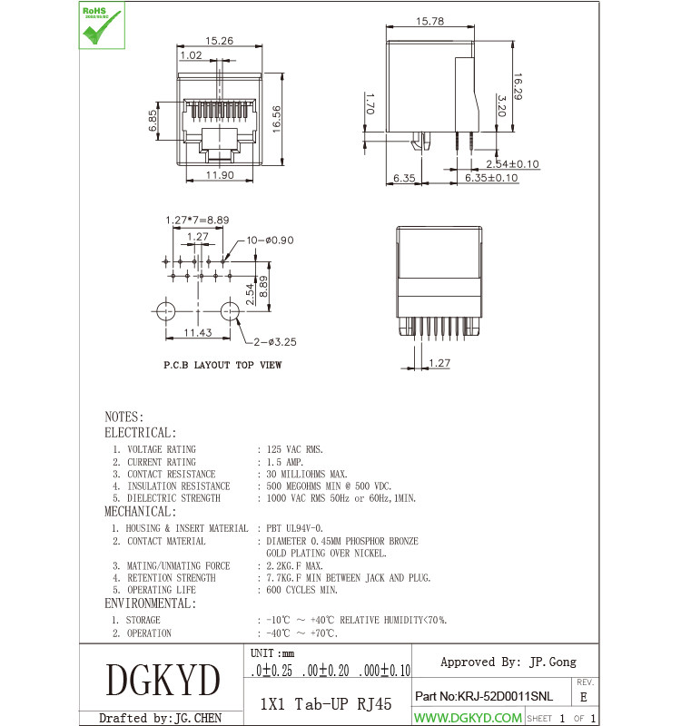 Порт степени RJ45 черноты 180 PBT одиночный, CAT6 10 штыри 10 контактирует RJ45 Keystone Джек RJ45 с трансформатором