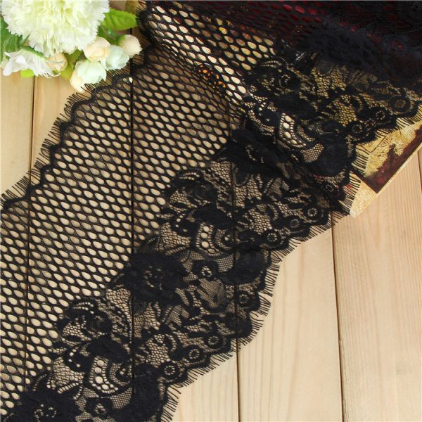 2017 Newest Fashion style ivory border eyelash tassel dress trimming french lace trim wholesale