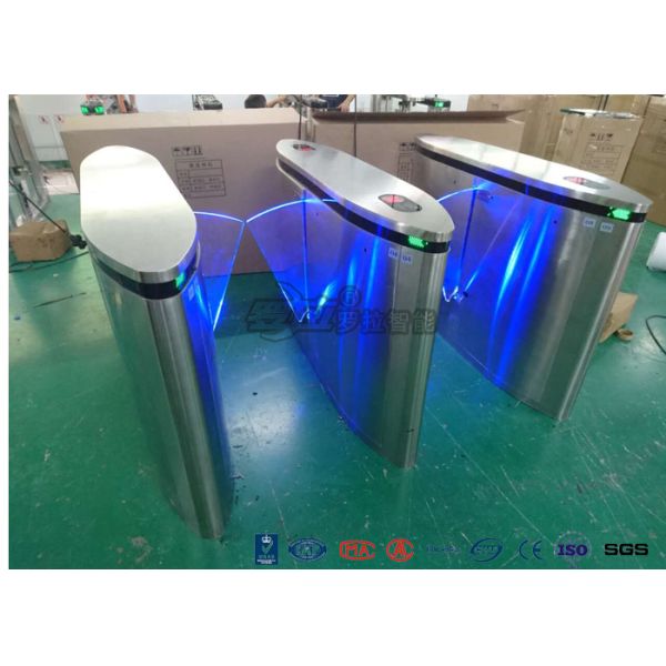 IP54 Anti - Breakthrough Flap Turnstile Speed Automatic Gates Barcode System With Bule Light
