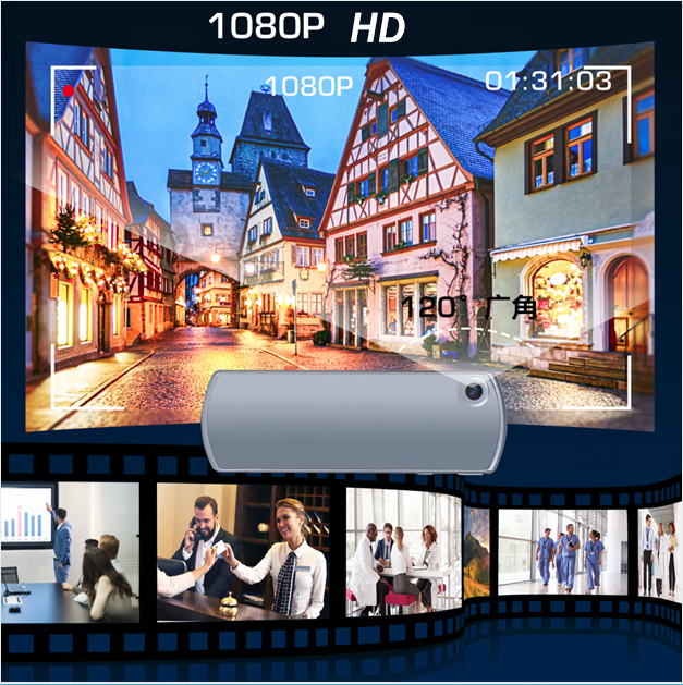 WIFI HD Badge Camera H.265 Wide View Angle 1080 High Video Resolution