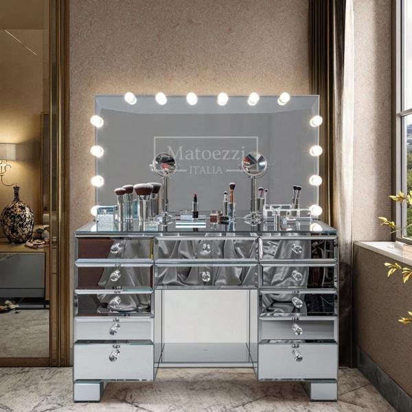 Wooden Makeup Vanity Dressing Table Set With Drawer And Mirror In Customized Color Wood
