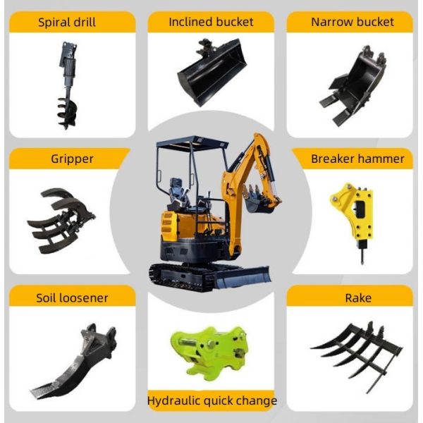 Mini excavadora doméstica de 2.2 toneladas, equipo pequeño para movimiento de tierras, 14.2KW, 2200rpm