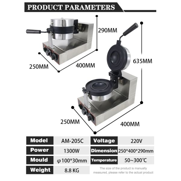 Электрический вафли-производитель НЛО из нержавеющей стали и регулируемый термостат для приготовления закусок