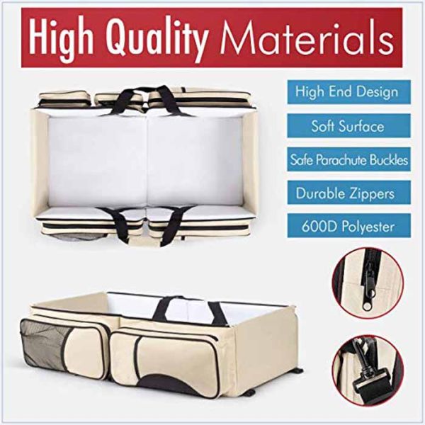 Newborns Diaper Bags Travel Bassinet , Messenger Changing Bag 3 In 1 Safe Buckles