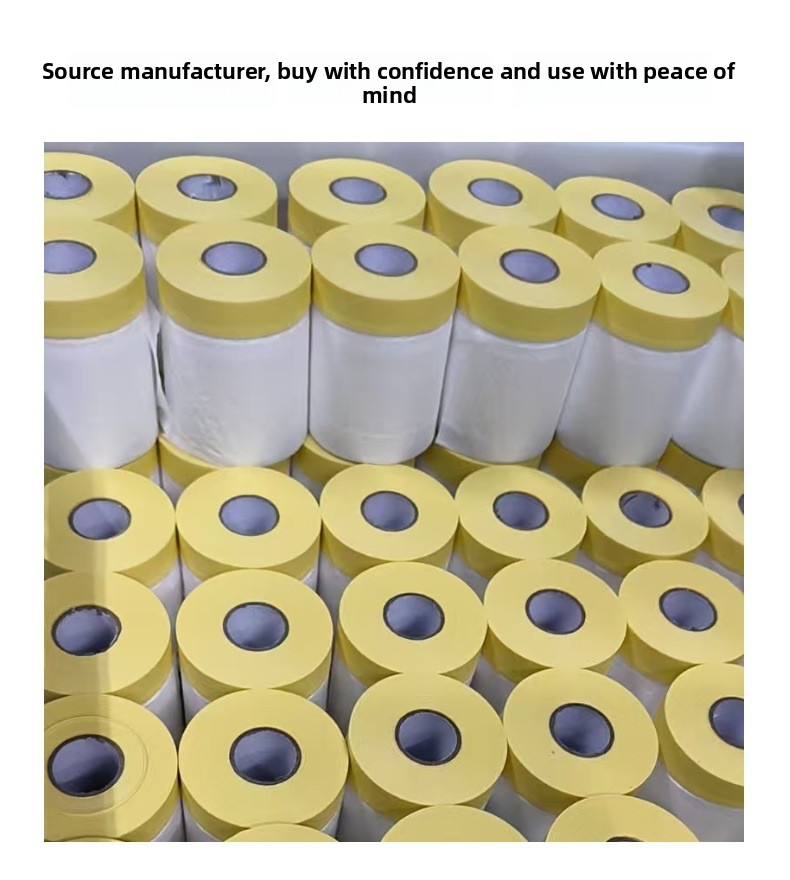 Customizable 50mm PE Plastic Masking Film Soft Protective Paintable Auto Body Spray Painting Roll 120m with Pre-Applied Tape