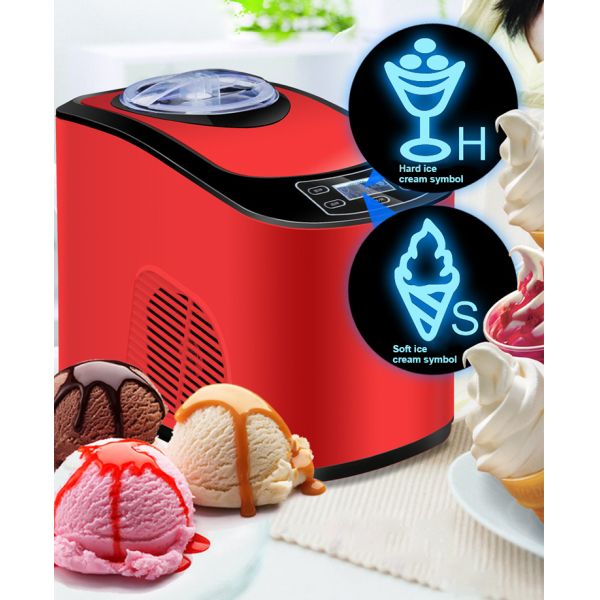Ice making capacity 1.5L Full Automatic Soft Hard Stainless Steel Ice Cream Machine for Home ICM-15A Package Size 285*422*370mm
