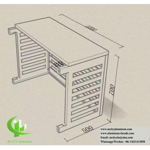 Customized Size Aluminum AC Unit Cover with 45° Angled Louvres and Powder Coated Finish