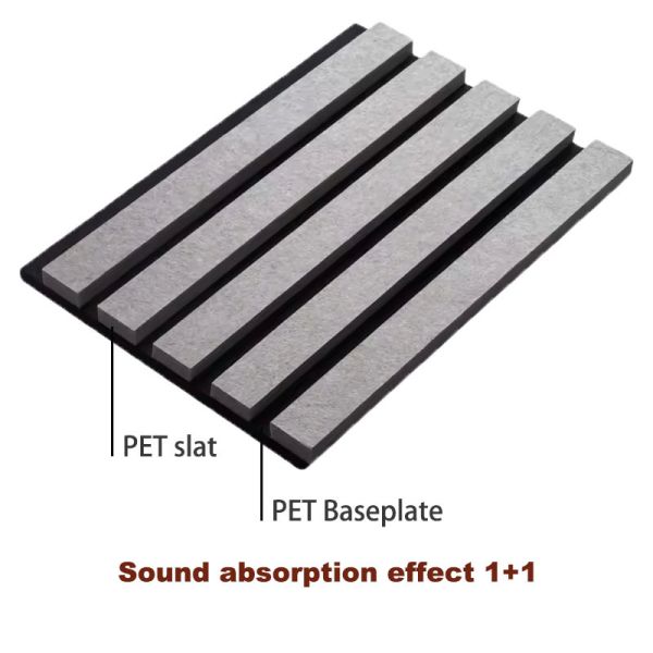 Diseño Moderno Panel Acústico de Fibra de Poliéster de Doble Capa Aislamiento Acústico Paneles Decorativos de Listones de PET para Hoteles