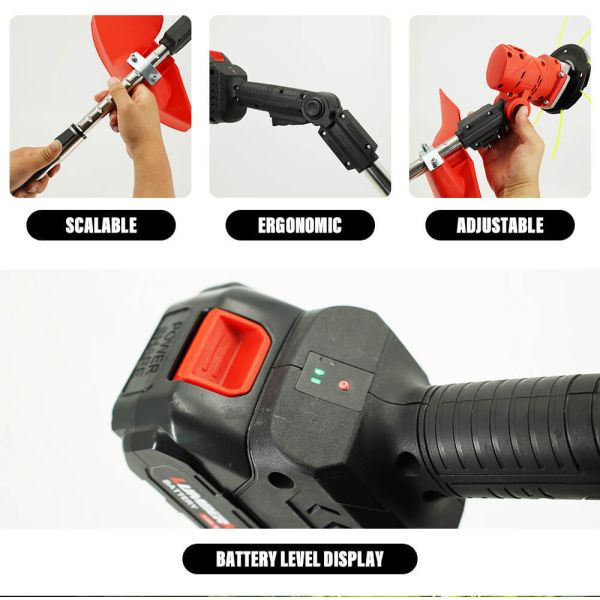 21V Lithium Brush Cutter Battery Powered — Cordless Grass Cutting Machines Grass Trimmer with Brushless Motor for Weed & Brush Clearing