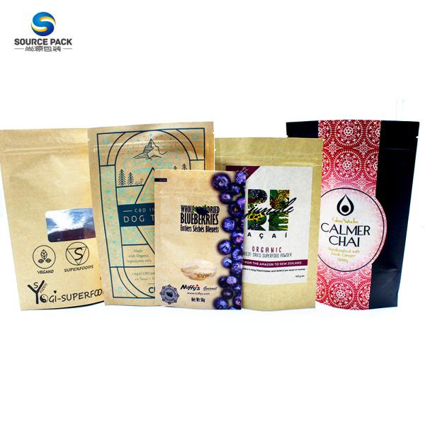 Zipper Kraft Paper Bag Snack Nuts Cookies Food Packaging Stand Up Pouches