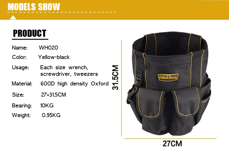 Waterproof Double Oxford Soft Handle Bucket Bag Tools Barrel Bag Tool Bucket Truck