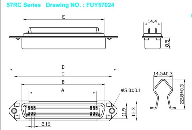 соединитель PCB 14Pin женский Centronic Champe прямой с зажимом поруки