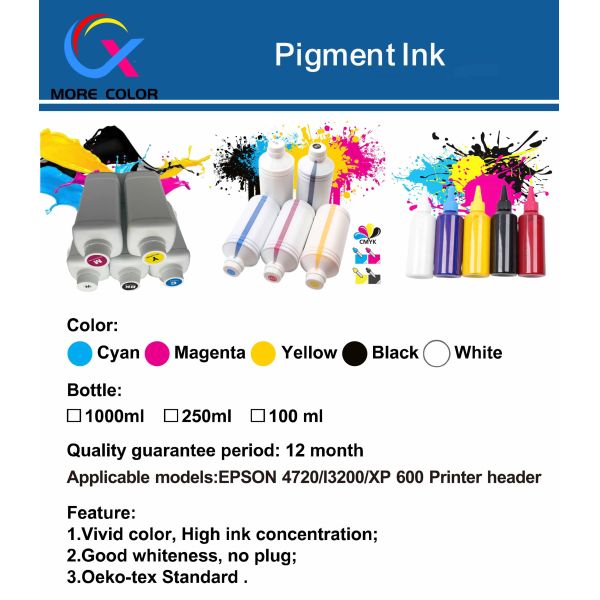 Белые чернила Мореколор ДТФ водные 1000МЛ для печатания цифров