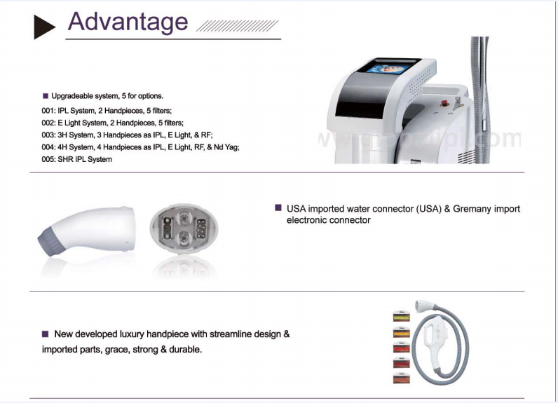 4 In 1 RF E Light ND YAG IPL Laser Hair Removal Machine 10MHz RF Frequency