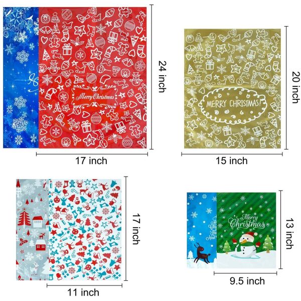 Christmas Santa Kids Plastic Drawstring Bag Cookie Candy Toys Goodies Packaging