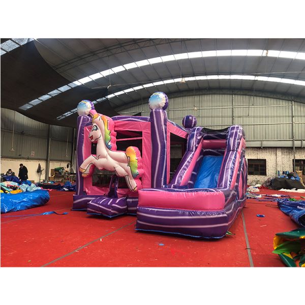 Customized Size Inflatable Houses Bounce House Water Slide with Rainbow Unicorn Design