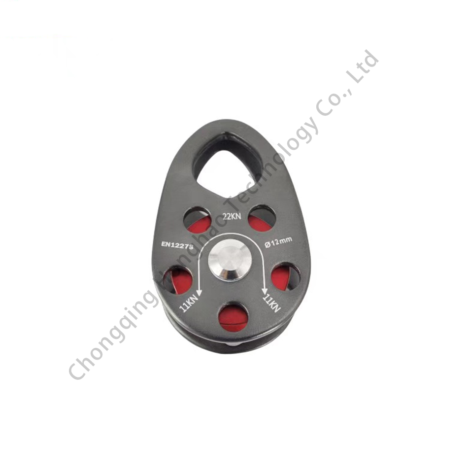 Galvanized Finish Climbing Pulley 28kN Small Side Plate Fixed High Strength Aluminum Alloy