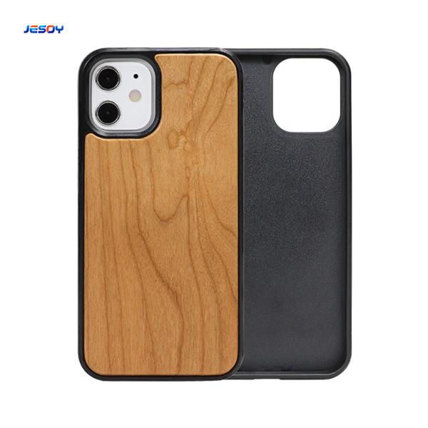 Casse téléphonique en bois Tpu en bambou naturel personnalisé pour iPhone