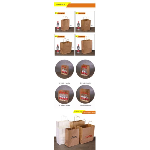 Сумка на вынос еды бумажного пакета 80г 100г 130г 170г Крафт логотипа изготовленная на заказ Деградабле