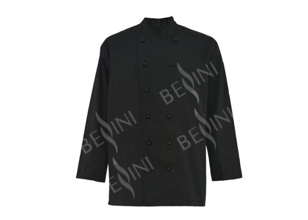 Long Sleeve Men'S Protective Work Clothing Black Chef Jacket Eco Friendly