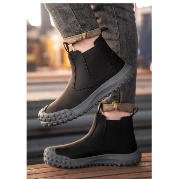 Suede Leather Chelsea Safety Shoes Steel Toe Safety Boots Kevlar Work Shoes Slip-Resistant Rubber Work Boots For Industrial Work