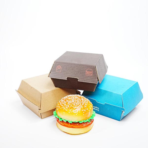 Boîte à hamburger en papier kraft froid recyclable et écologique pour l'impression personnalisée, boîte d'emballage pour plats à emporter de restauration rapide