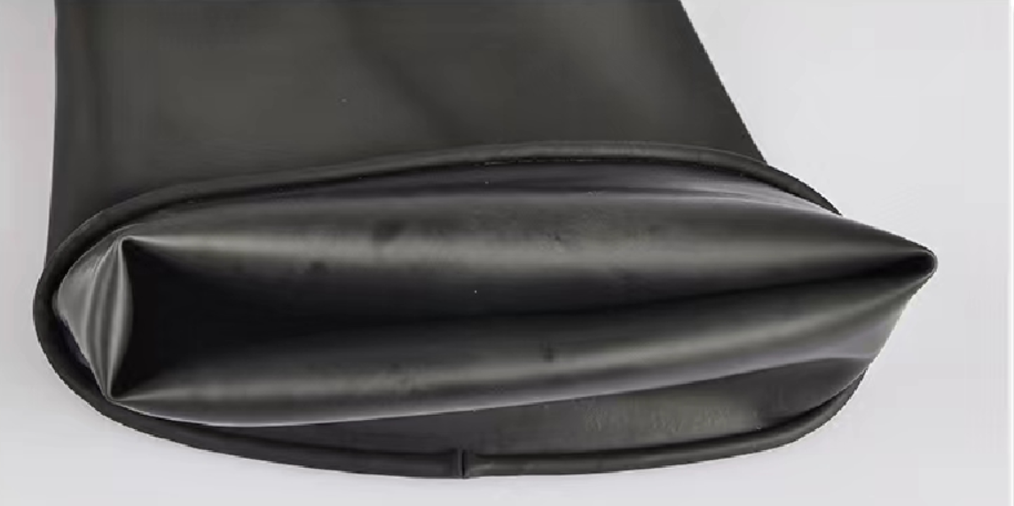 32CM Black Industrial Rubber Gloves Unflocked Lining Alkali Resistance