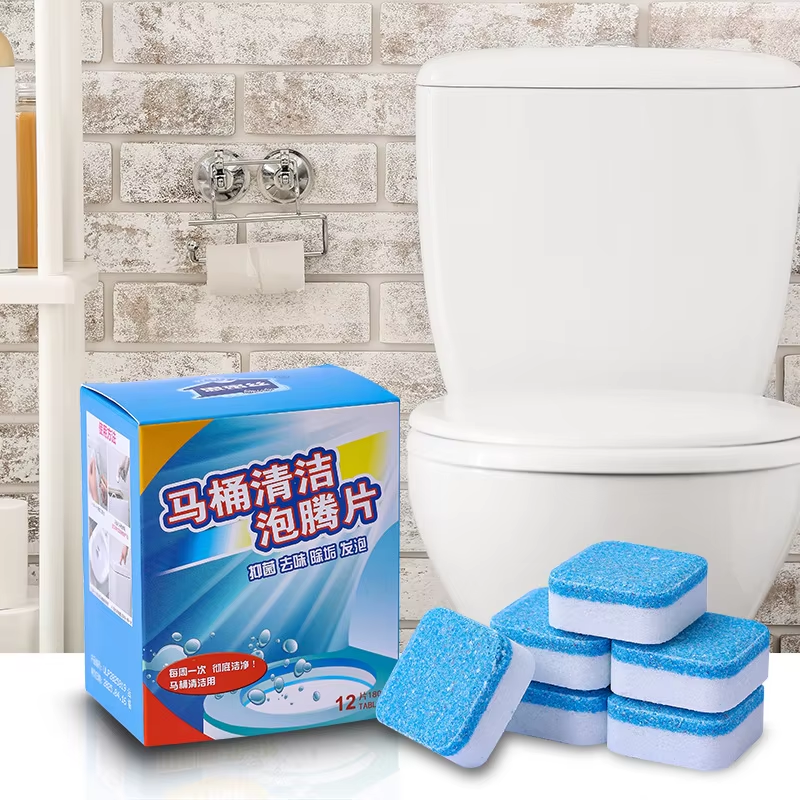12 comprimés/ boîte Nettoyage des toilettes jetables Comprimés effervescents Parfum solide élimine les odeurs Comprimés nettoyants des toilettes