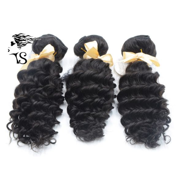 Deep Wave Peruvian Human Hair Extensions 8A Grade Black Color No Chemical
