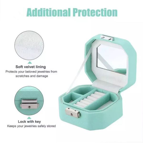 Octagon Leather Lockable Jewelry Box Organizer For Storing Rings / Earrings