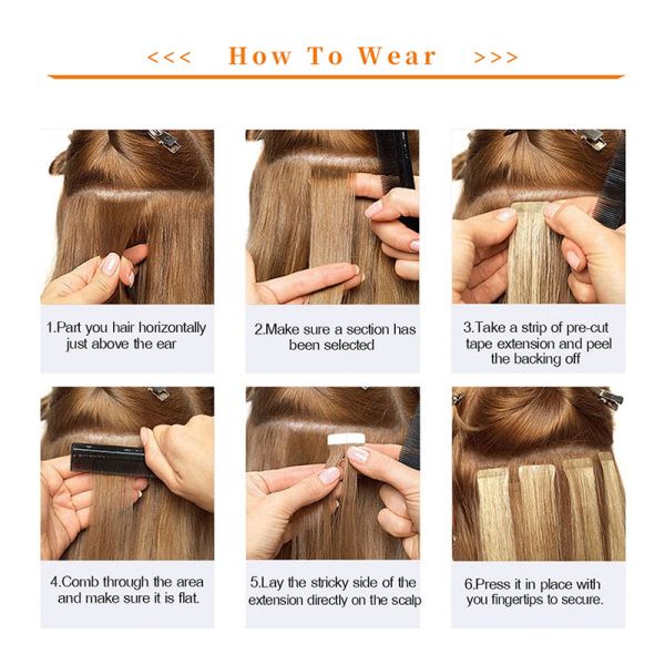 100% Remy Raw Human Hair Tape-In Hair Extension from with 60% Longest Hair Ratio