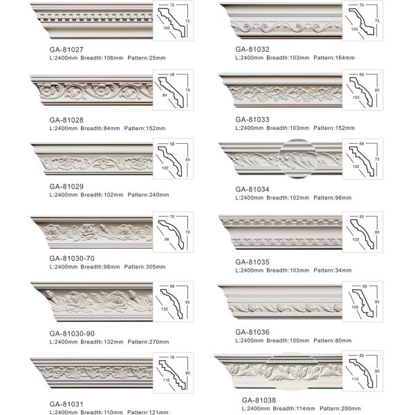 Factory sales home interior decorative pu cornice/ carved crown moulding