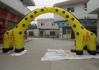 Yellow 0.55 mm PVC Inflatable Airblown Arch , Giraffe Entrance Archway Custom