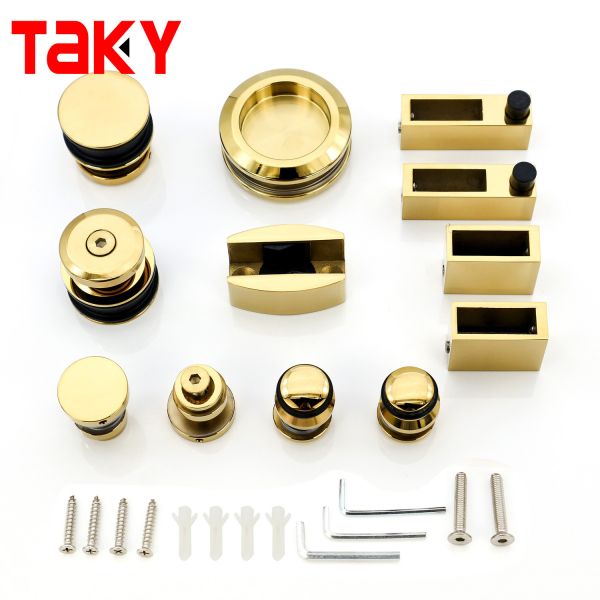 Golden Sliding Glass Door Kits Stainless Steel Shower Room Glass Sliding Door Systems