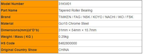 Nonstandard 31KW01 Conical  Taper Roller Bearing Chrome Steel For Trailer