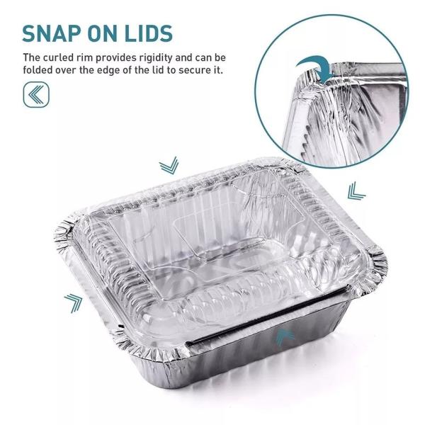 Hotsale Food Grade Custom Logo Rectangle Aluminum Takeaway Foil Food Containers Silver Foil Baking Pan/Trays