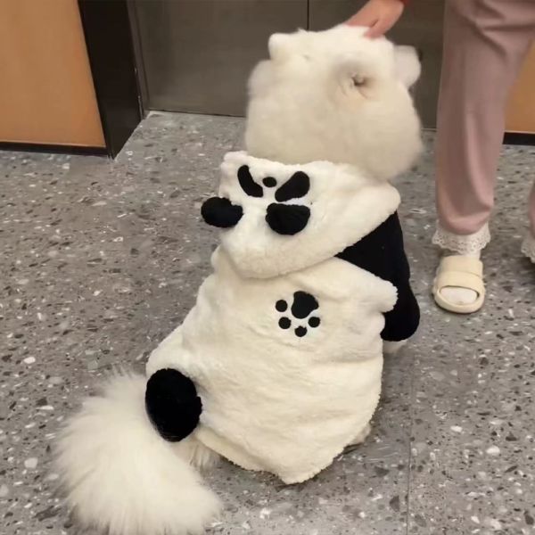 Border Collie Dog Clothing Panda Model Large Sized Dog Labrador Retriever Winter Samoyed Pet Clothing Pet Faux Lamb Fur Dog Coat
