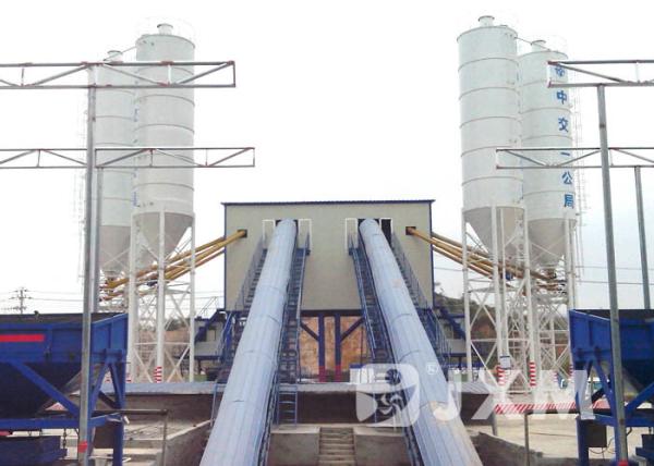 Concrete Batching Twin Shaft 165.5kw Cement Mixing Plant
