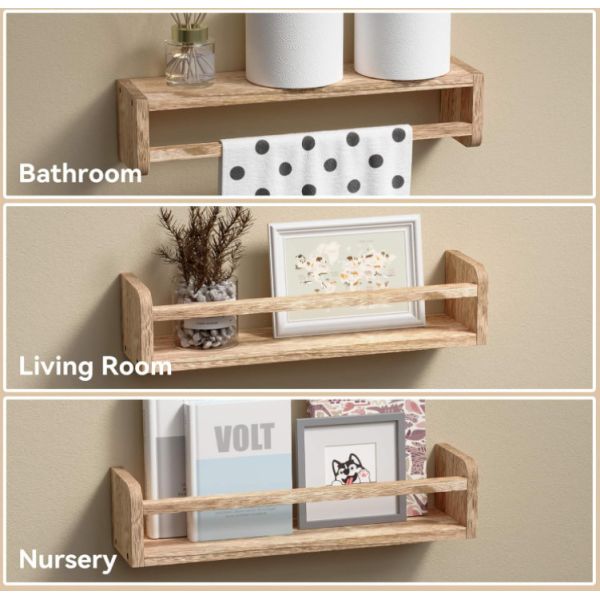 Set of 3 Simple yet Chic Kids Room Wall Mounted Nursery Bookshelf Wood Floating Shelves Kids Bedroom Toddler Room Decor
