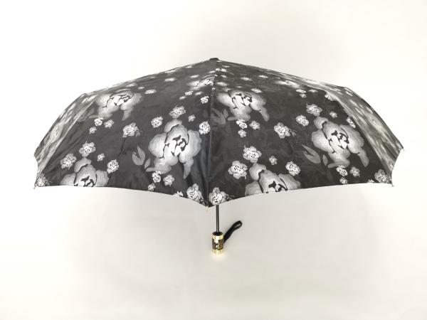 Waterproof Fabric 9 Panels Auto Open Close Umbrella In Black Color With Printed Handle