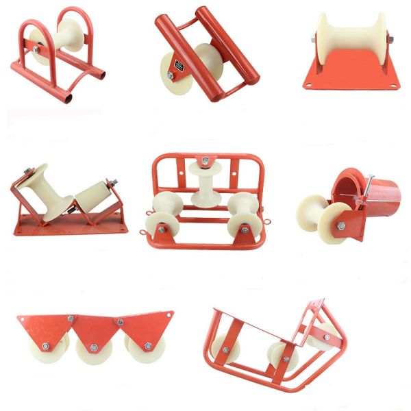 Línea recta cable eléctrico que tira del rodillo con la rueda de nylon para la colocación subterráneo del cable