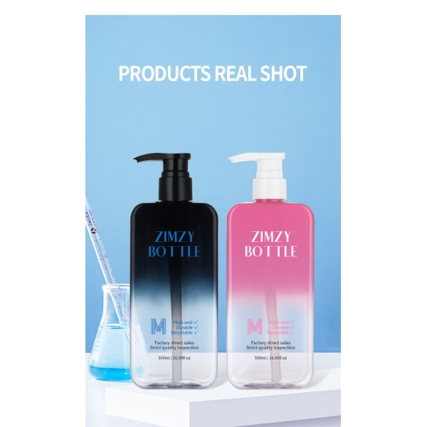 High Quality Square Gradient Black Pastel Pink Cosmetic Skincare  Custom Color Shampoo Bottle