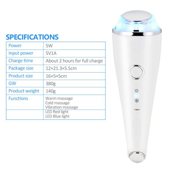 Hot Cold Hammer LED Light Photon Skin Tightening Massager Beauty Device