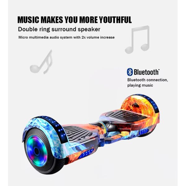 6.5 Inch Smart Balance Wheel Electric Self Balancing Hover Board Scooter with 5-10KM Range Per Charge and 7inch Tire