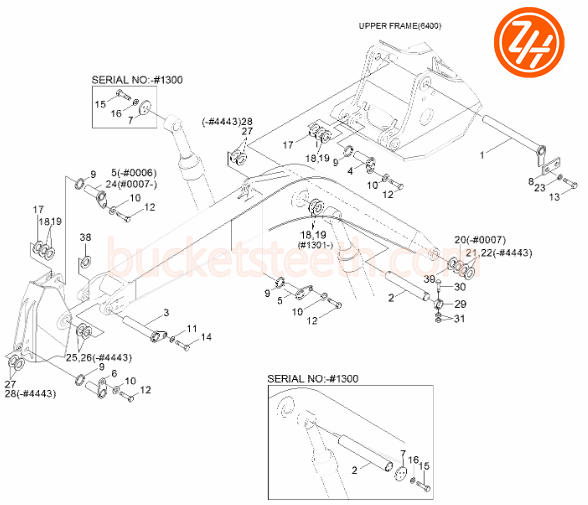 61N6-11011 R210 90mm Excavator Pins Hyundai Spare Parts Abrasion Resistant